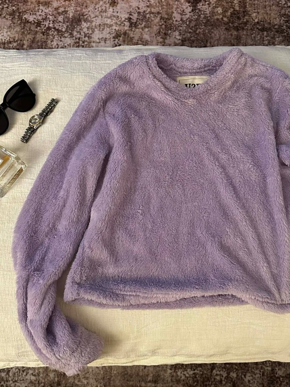 furry sweater purple